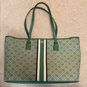 Tory Burch Patterned Green Tote